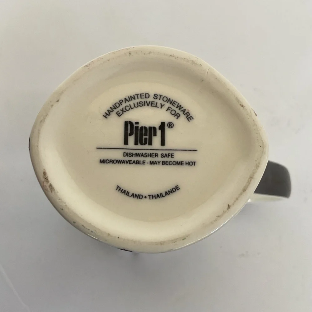Pier 1 leaves Hand Painted Ceramic Stoneware Coffee Tea Mug